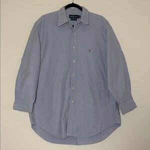 Men's Ralph Lauren Blue Button Down Shirt Yarmouth Cotton Oxford